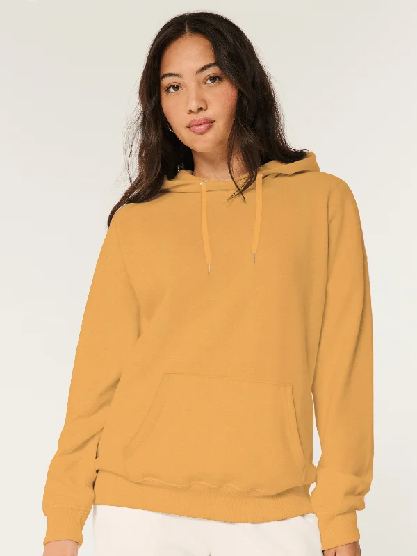 WOMEN'S ORANGE FLEECE HOODIE Hoodie with Belted Waist Structured Tailored