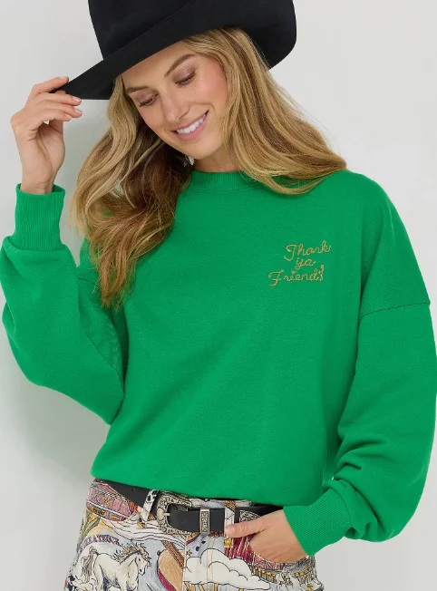 Wrangler X Women's Lainey Wilson Name Fern Green Thank Ya Friend Crew Sweatshirt 112360681 Hoodie with Hem Lace Feminine Delicate Wrangler X Women's Lainey Wilson Name Fern Green Thank Ya Friend Crew Sweatshirt 112360681 Hoodie with Hem Lace Feminine Delicate