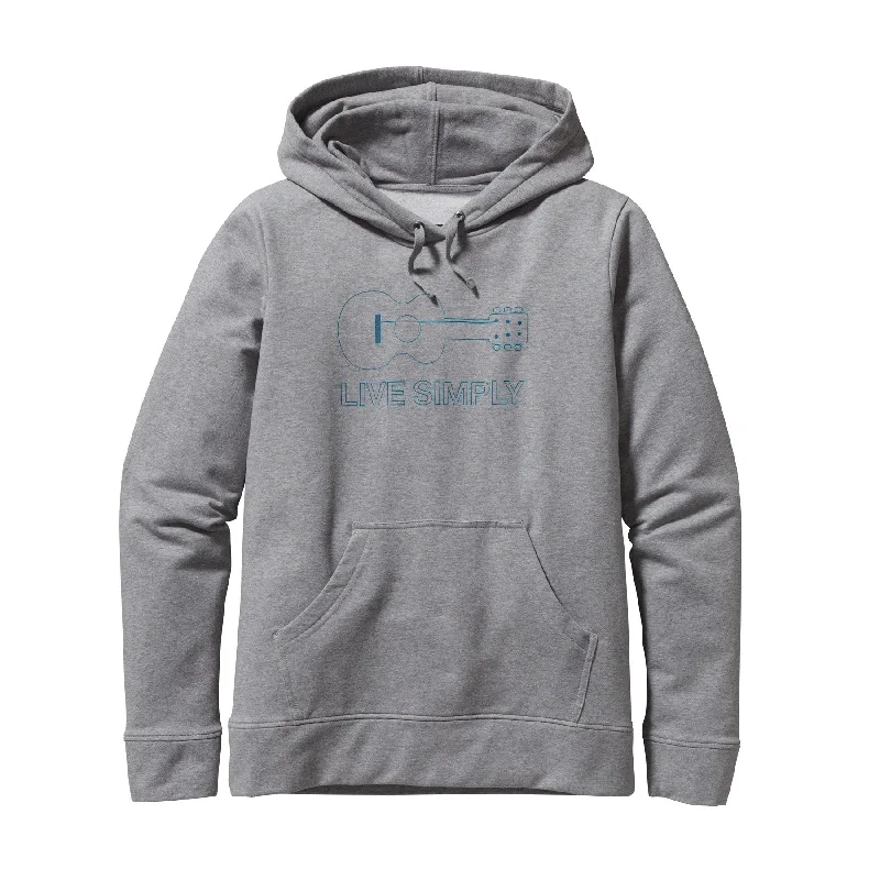 W's Live Simply® Guitar Midweight Pullover Hooded Sweatshirt Hoodie with Frayed Bohemian Relaxed W's Live Simply® Guitar Midweight Pullover Hooded Sweatshirt Hoodie with Frayed Bohemian Relaxed