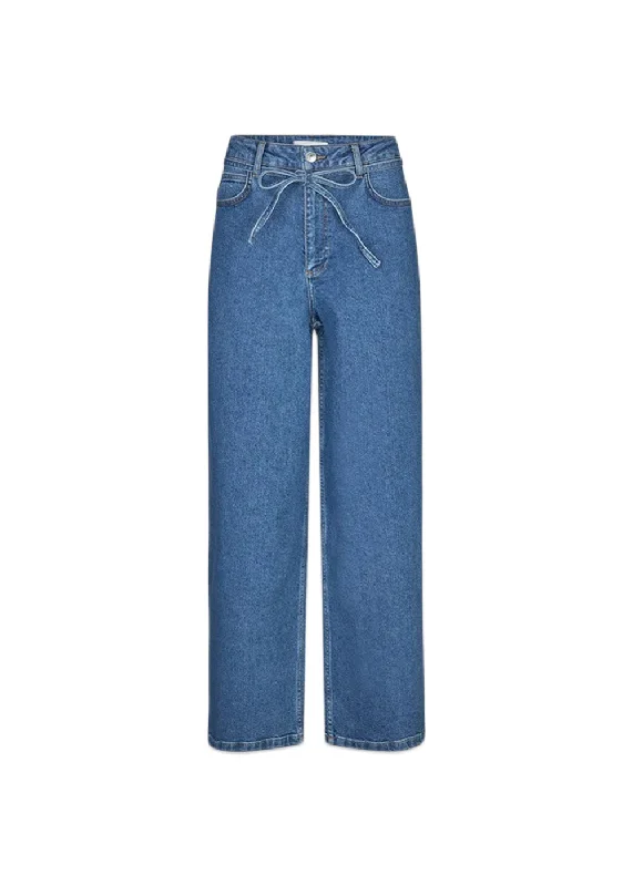IsoldeMD solid pants - Distressed Blue Trendy High-Waist Trousers