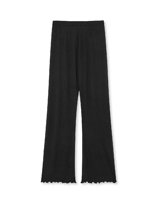 5x5 Solid Lonnie Pants FAV, Black Classic Pleated Pants