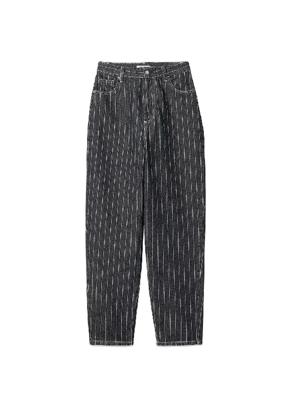 W Orlean Pant - Orlean Stripe, Black / White Stone Washed Stylish Slim Trousers