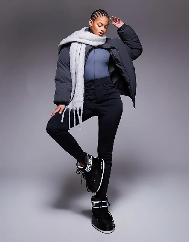 Tall Ski soft shell water repellent skinny ski pants in black Stylish Elastic Waist Pants