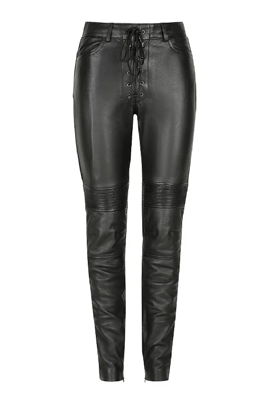 Belle Noir Women's Leather Pants Classic Stretch Pants