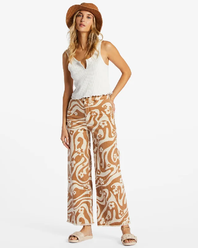 Free Fall Print High-Waist Pants - Cider Cozy Fitted Pants