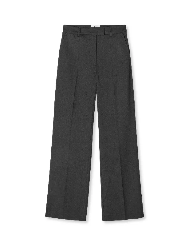 Fulva Perry Pants, Dark Grey Melange Chic Wool Trousers