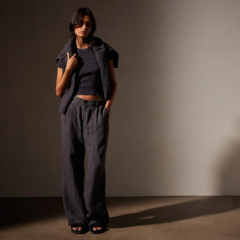 Linen Pleated Pant - Magma Pigment Cozy Jogger Leggings