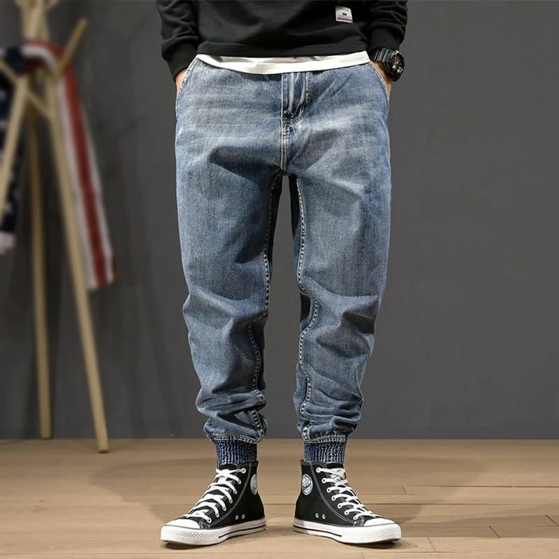 Loose Denim Cargo Pants For Men Comfortable Jogging Pants
