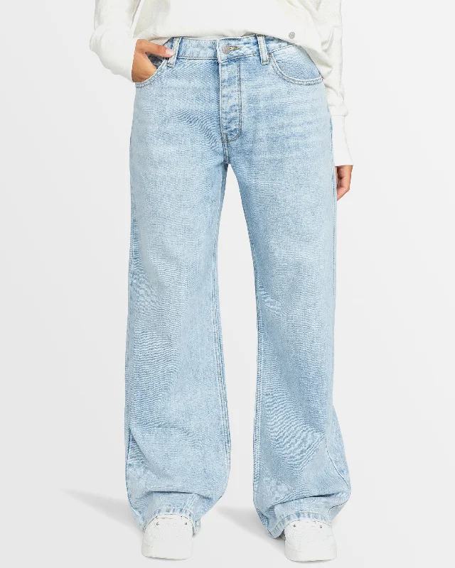 Womens Milla Baggy Denim Pants Chic Wool Trousers