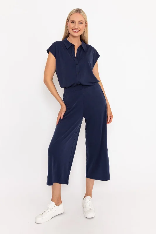 Modal Wide Leg Pant Chic Faux Leather Pants