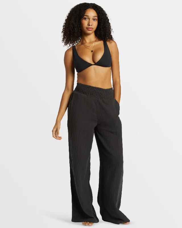 New Waves Wide Leg Beach Pants - Black Sands High-Waist Jogger Pants