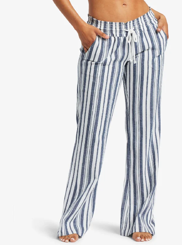 Oceanside Flared Pants - Mood Indigo Paradise Stripe Formal Dress Pants
