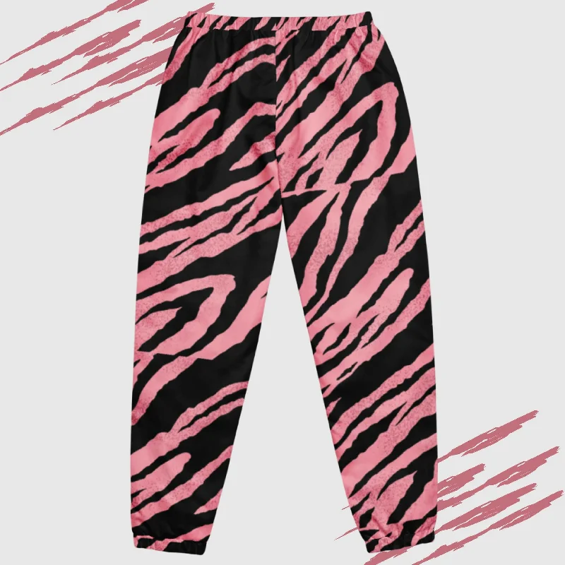 Unisex Pink Tiger Pattern Track Pants Formal Wide-Leg Pants