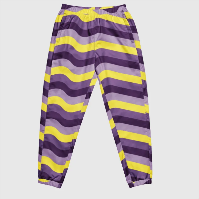 Unisex Retro Purple Wavy Lines Track Pants Elegant Dress Pants