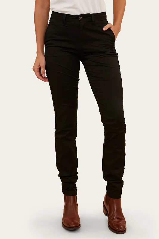 Samford Womens Slim Chino Pant - Black Comfortable Maternity Pants