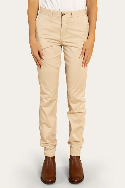 Samford Womens Slim Chino Pant - Bone Classic Pleated Pants