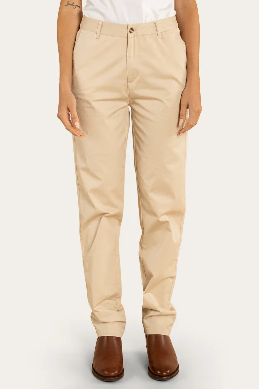 Scottsdale Womens Regular Fit Chino Pant - Bone Trendy High-Waist Trousers