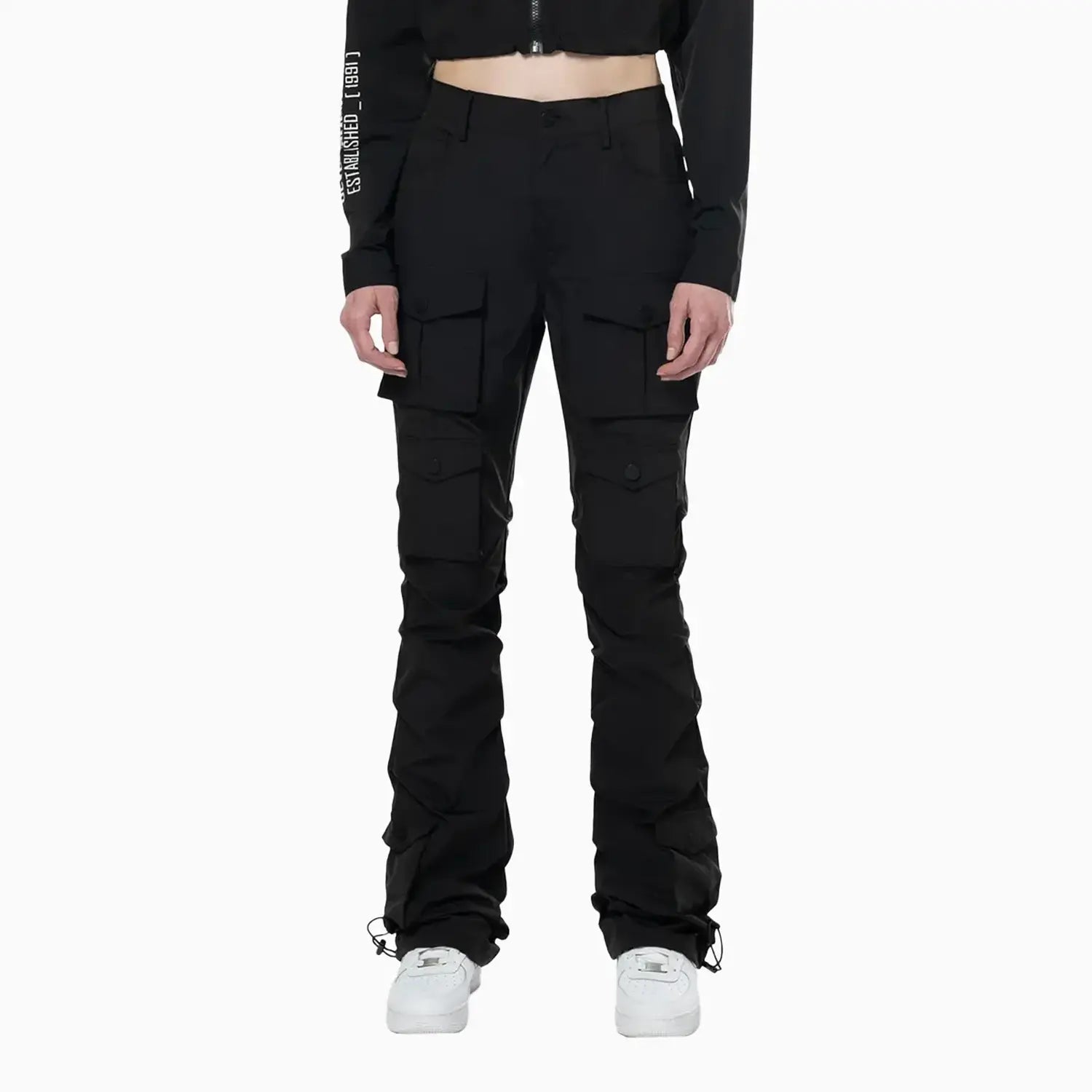 Women's Multi Pocket Nylon Stack Pant Casual Sweatpants Style