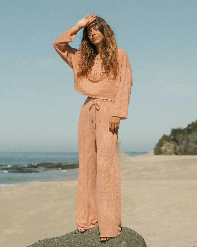 So Easy Cozy Lounge Pants - Washed Brick Elegant Silk Pants