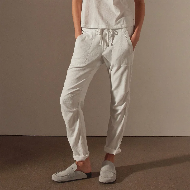 Soft Drape Pant - White Comfy Athletic Pants