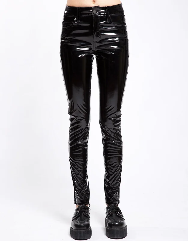 High Waist Vinyl Skinny Pant High-Waist Trousers
