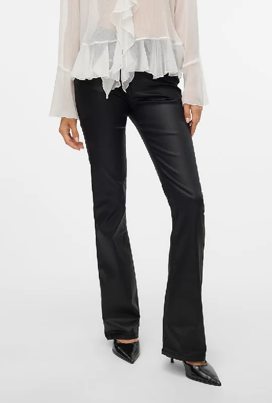 VERO MODA FLASH FLARED COATED PANTS Trendy Wide-Leg Pants