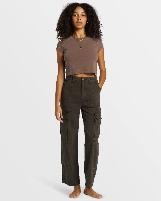 Wall To Wall Denim Cargo Pants - Black Sands Casual Sweatpants Style