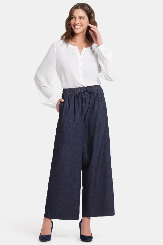 Whitney Pull-On Cargo Ankle Pants  - Bay Blue High-Waist Jeans