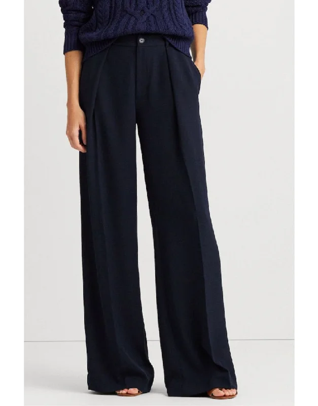 Wide Georgette Pants Navy Formal Stretch Pants