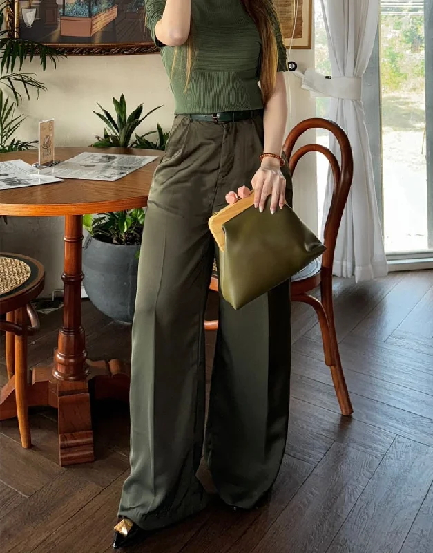 Wide Georgette Pants Olive Cozy Lounge Pants