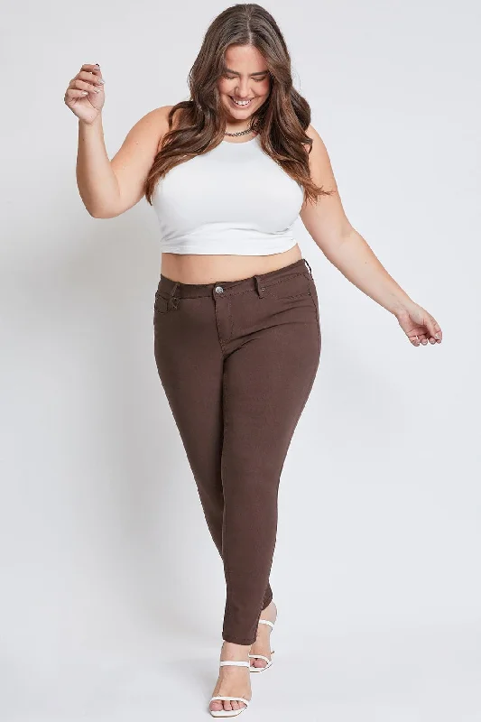 Women´s Plus Hyperstretch Skinny  Pants, Cocoa Relaxed Fit Trousers
