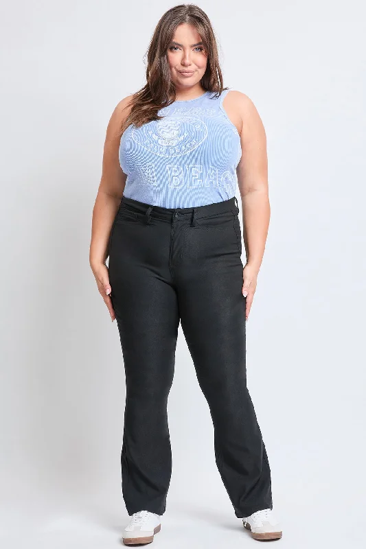Women´s Plus Size Hyperstretch Flare Pants, Black Chic Black Leggings