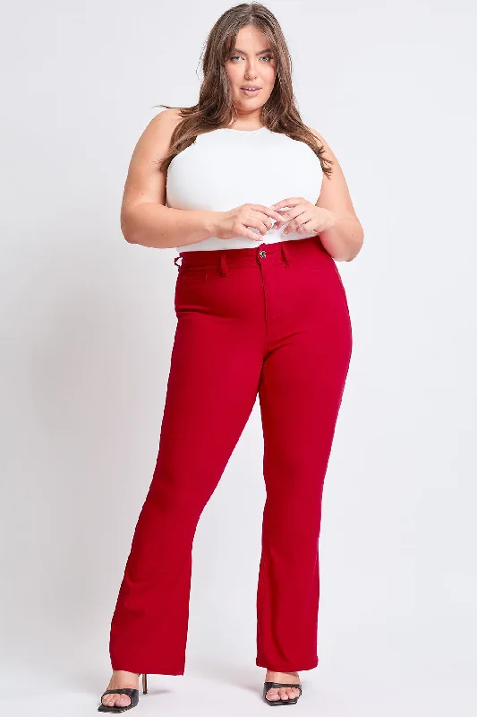 Women´s Plus Size Hyperstretch Flare Pants, Ruby Red Classic Chino Pants
