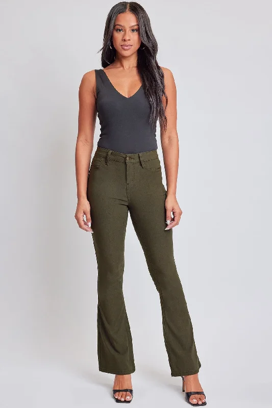 Women's Hyperstretch Flare Pants, Dark Olive Formal Stretch Pants