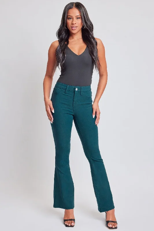 Women's Hyperstretch Flare Pants, Blue Steel Chic Checkered Pants