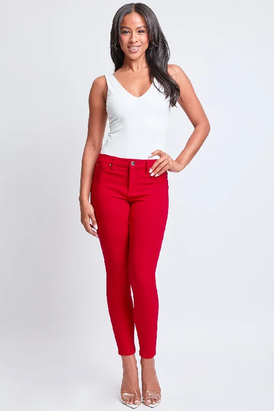 Women's Hyperstretch Skinny Pants, Ruby Red Casual Plaid Pants