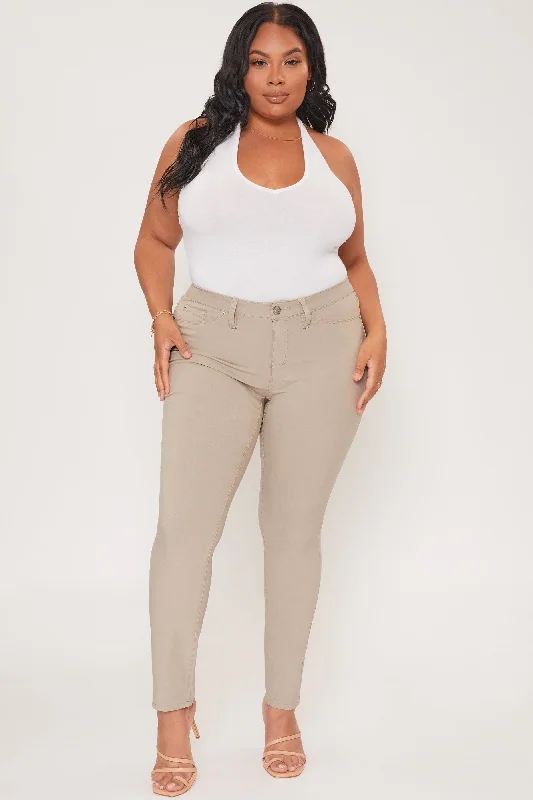 Women´s Plus Hyperstretch Skinny Pants, Taupe Modern Stretch Trousers