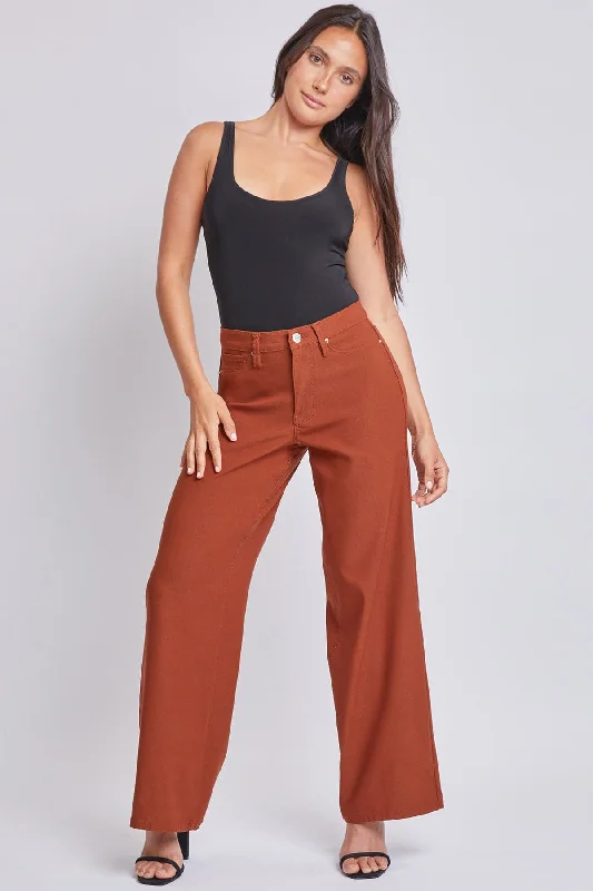Women's Hyperstretch Wide Leg Pants, Copper Elegant Wool Trousers