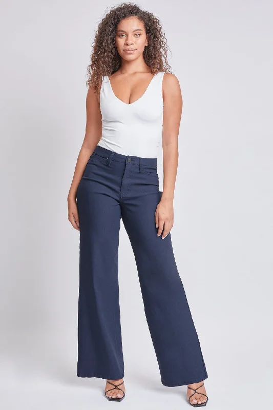 Women's Hyperstretch Wide Leg Pants, Navy Trendy Wide-Legged Trousers