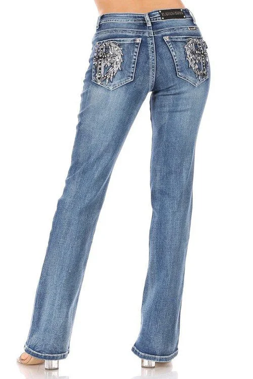 Ladies Rhinestone Pants with Cross on back Pocket 4046 BP Soft Sweatpants Style