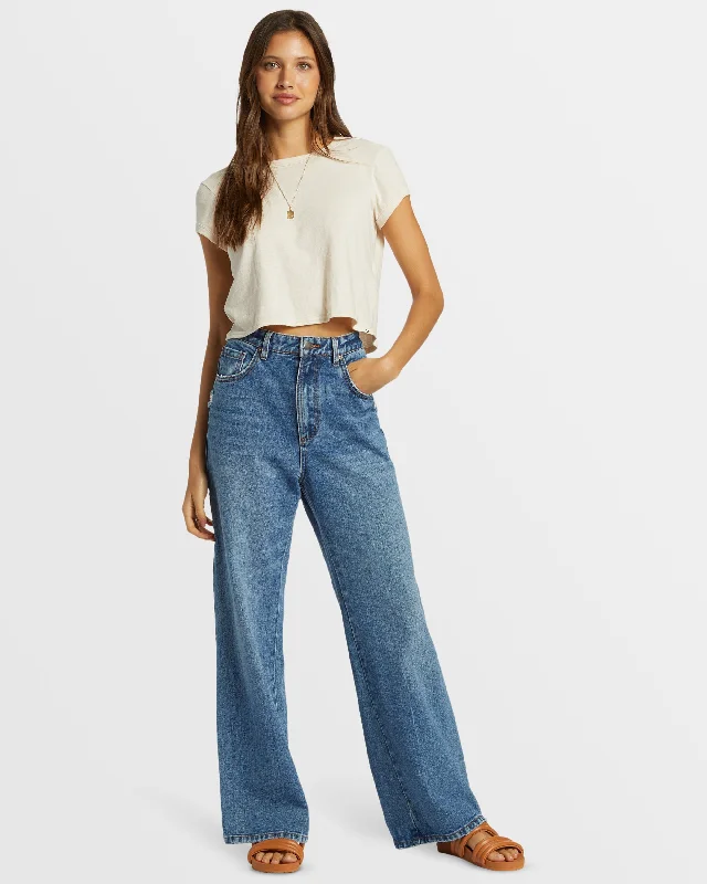 Aaliyah Baggy Denim Pant - Medium Denim Comfortable Denim Pants