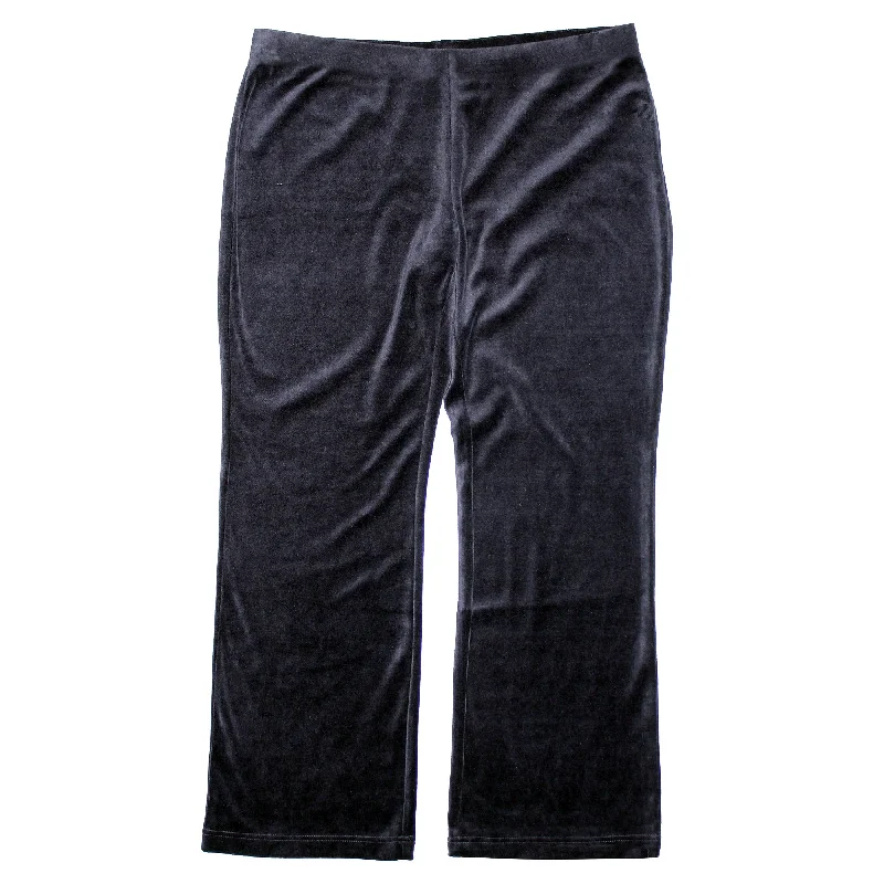 Alfani Black Velvet Pull On Elastic Waist Wide Leg Pants High-Waist Jogger Pants