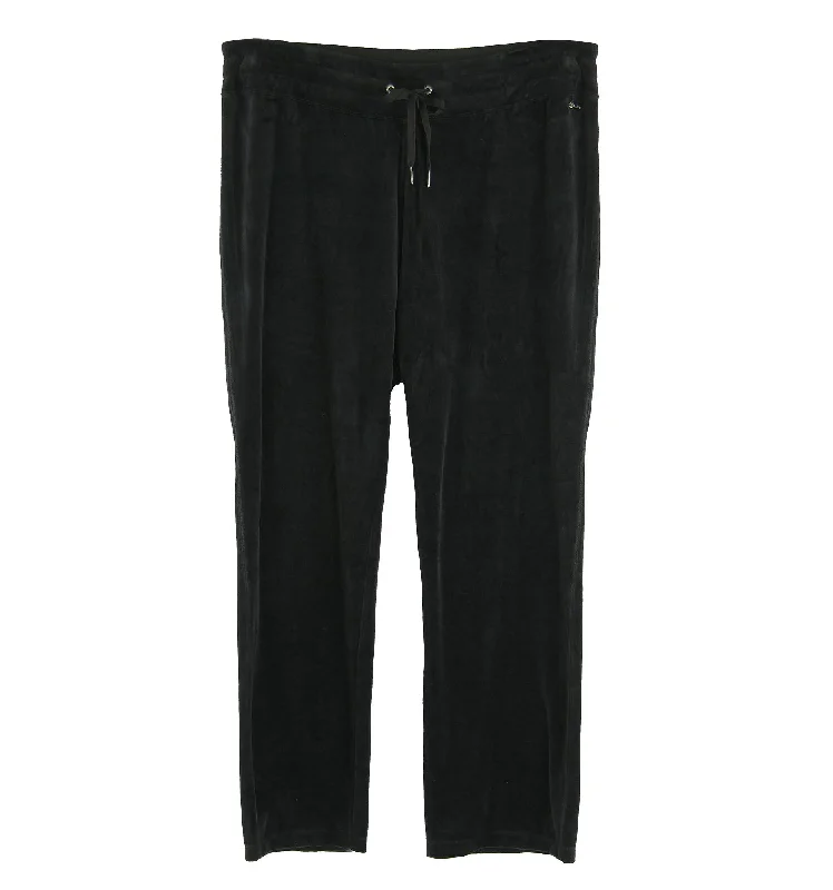Calvin Klein Black Velour Straight Leg Casual Pants Elegant Palazzo Trousers