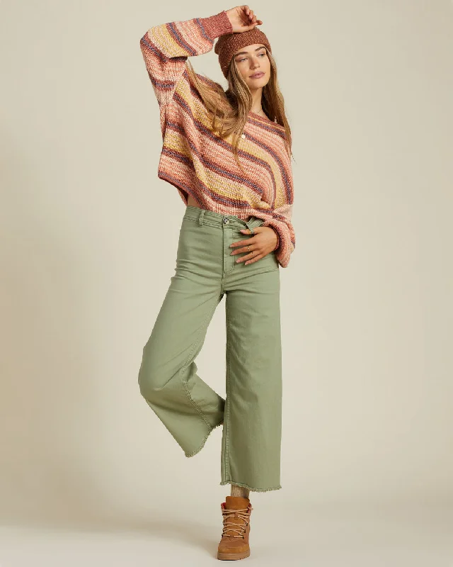 Free Fall High-Waist Pants - Army Relaxed Fit Trousers