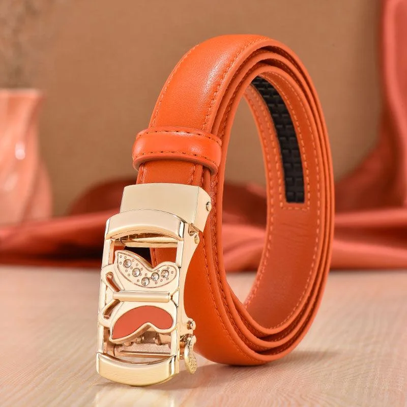 Girls belt leather automatic buckle thin belt leather fashion wild ladies pants belt Chic Black Leggings Girls belt leather automatic buckle thin belt leather fashion wild ladies pants belt Chic Black Leggings