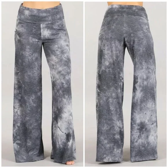 Gray Boho Wide Leg Relaxed Palazzo Lounge Pants Womens Casual Comfy Cargo Trousers