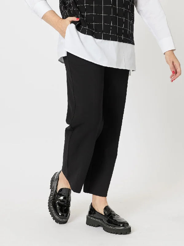 Holly Tummy control Ponti Pant - Black Stylish Paperbag Waist Pants