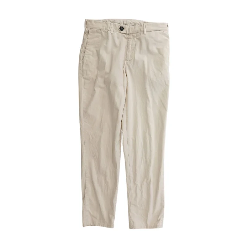 Ivory Solid Chino Pants Modern Skinny Pants