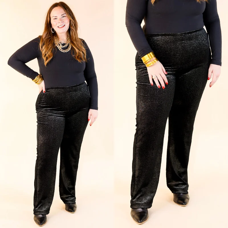 Lyssé | Metallic Foil Velvet Pants in Black Casual Yoga Pants