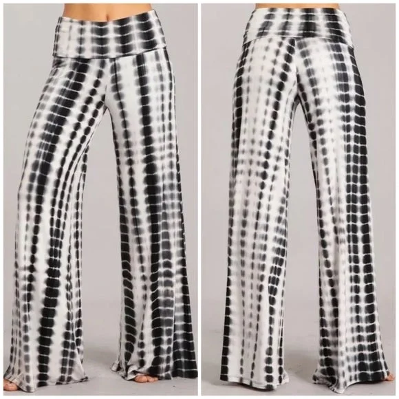 Tie Dye Boho Wide Leg Palazzo Relaxed Fit High Waist Foldover Casual Women Pants Trendy High-Waist Trousers Tie Dye Boho Wide Leg Palazzo Relaxed Fit High Waist Foldover Casual Women Pants Trendy High-Waist Trousers